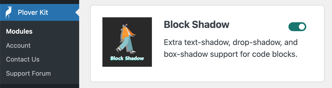 Shadow Support Block Shadow - WP Plover