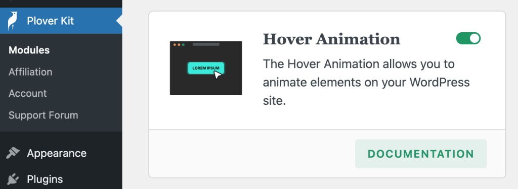 Plover Kit Hover Animation Module - WP Plover