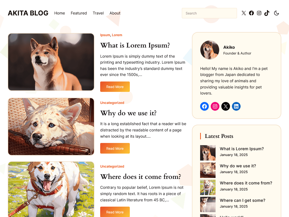 Akita blog | Free WordPress Theme