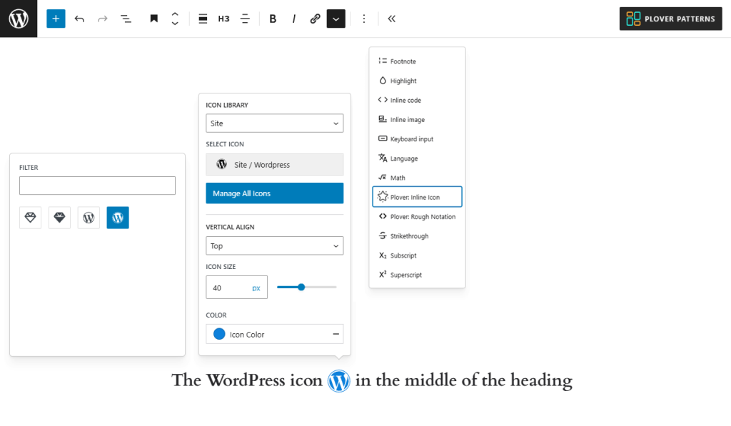 Inline Icon Format Type