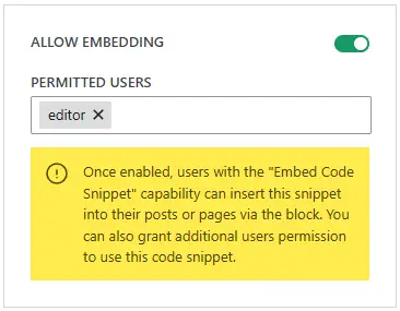 Plover kit code snippet embedding toggle
